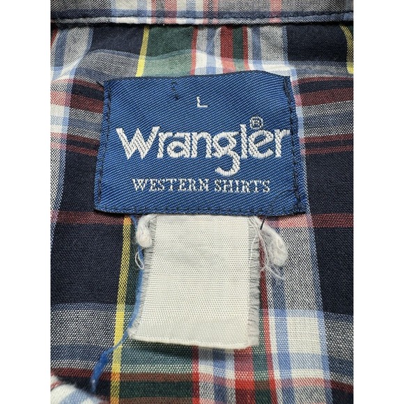 Wrangler Western Shirt Men's Size L Pearl Snap Plaid Check Country Fit L/S - Picture 3 of 4